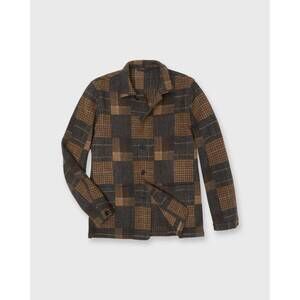 NEW SID MASHBURN men's chore jacket in brown wool patchwork